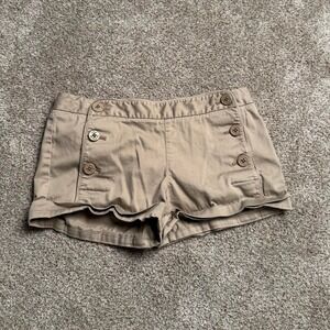 BEIGE Y2K TALULA BUTTON LOW RISE MICRO SHORTS